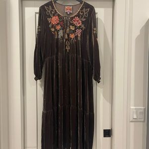 Johnny Was Dress Rayon and silk soft velour feel dress